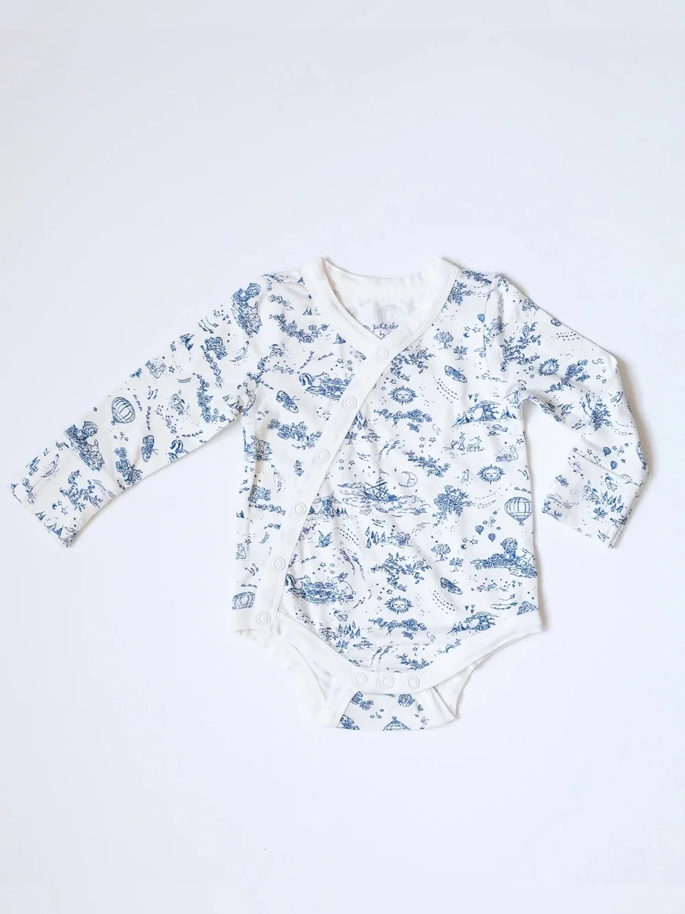 MAMAN Jannie Storytime Toile Wrap Bodysuit – 0-3 Months